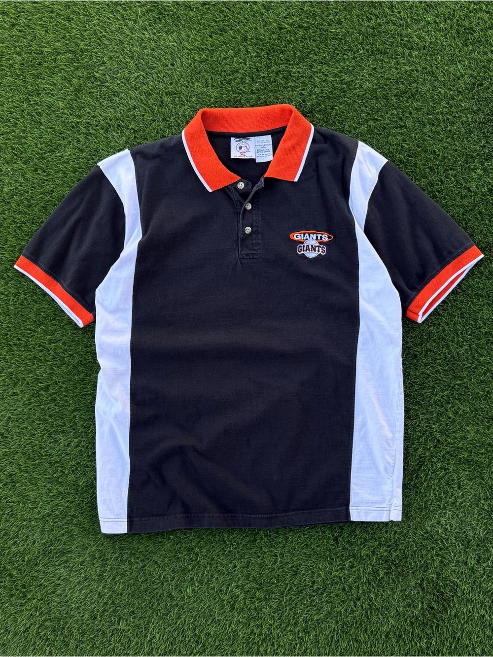 Vintage 90s San Francisco Giants Polo Shirt MLB 1998 Black Short Sleeve Size XL